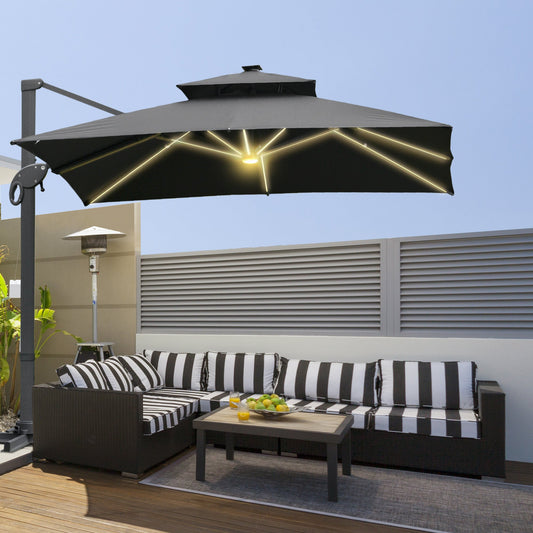 3 x 3M Aluminum Sun Square Canopy Top w/ Adjustable Pole Angle Dark Grey