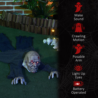 Animated Crawling Zombie Halloween Decoration - 159cm