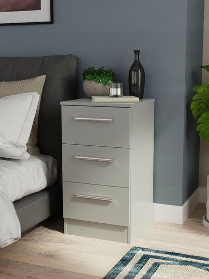 Contrast Bedside Table Grey 3 Drawers 70cm