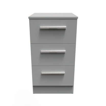 Contrast Bedside Table Grey 3 Drawers 70cm