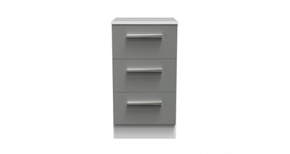 Contrast Bedside Table Grey & White 3 Drawers 70cm