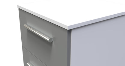 Contrast Bedside Table Grey & White 3 Drawers 70cm