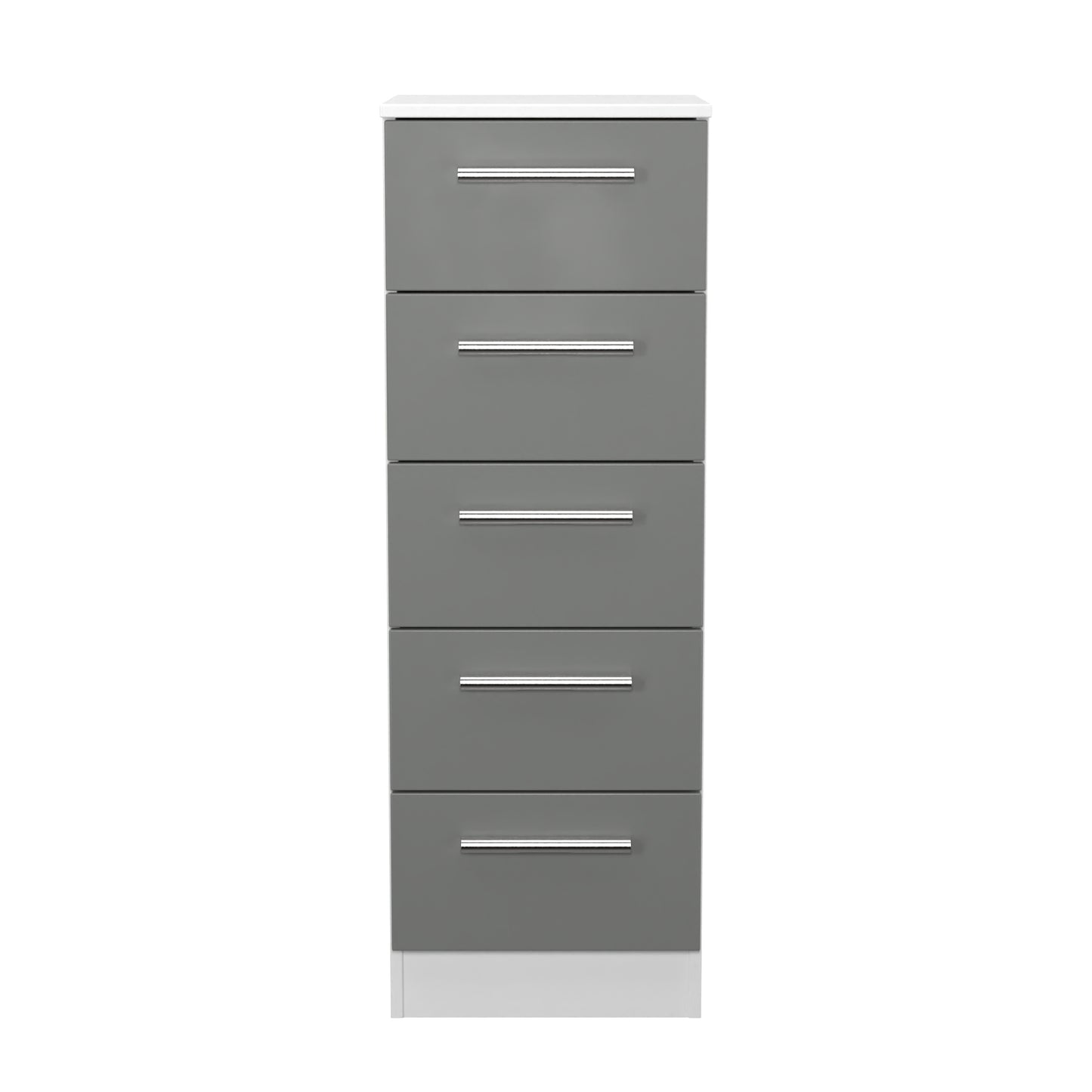 Contrast Tall Tallboy Grey & White 5 Drawers 108cm