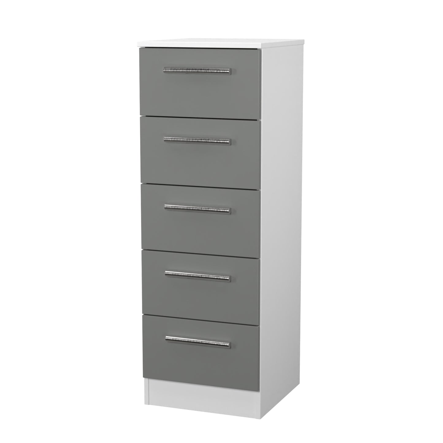 Contrast Tall Tallboy Grey & White 5 Drawers 108cm