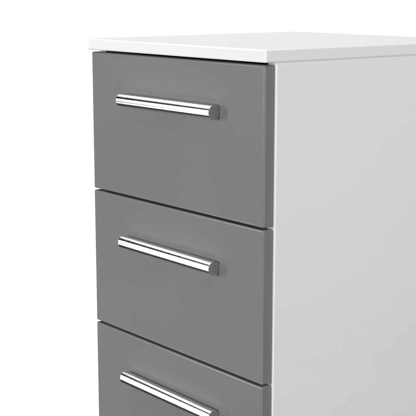 Contrast Tall Tallboy Grey & White 5 Drawers 108cm
