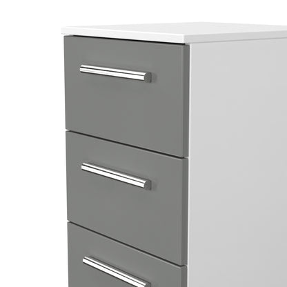 Contrast Tall Tallboy Grey & White 5 Drawers 108cm