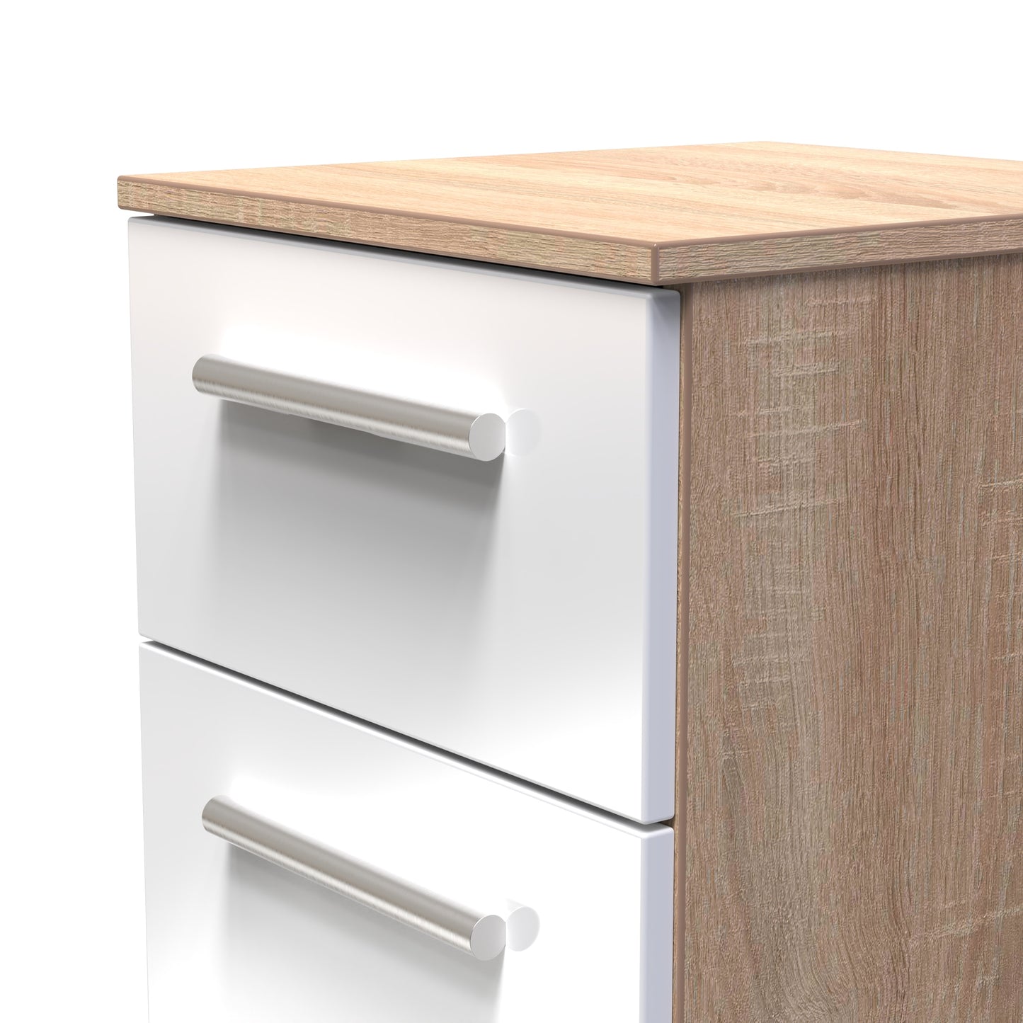 Contrast Tall Tallboy White & Oak 5 Drawers 108cm