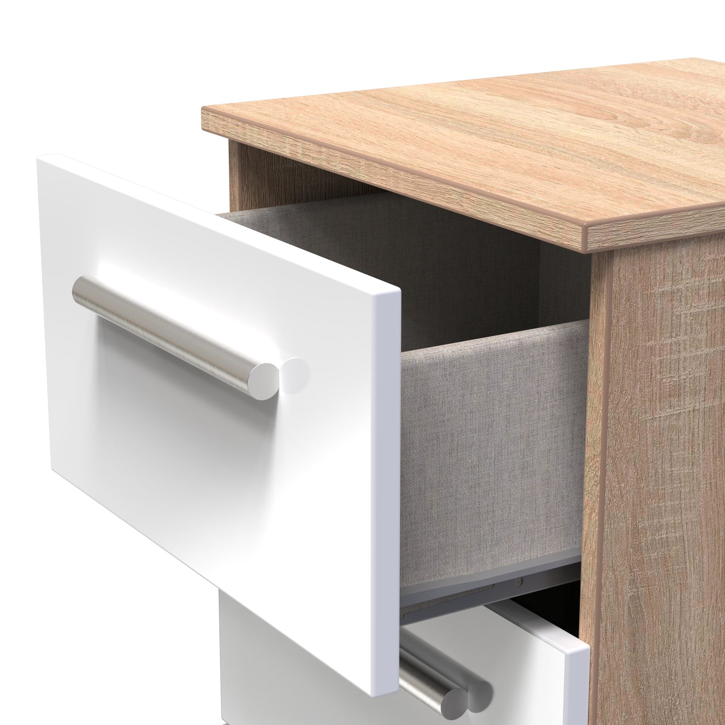 Contrast Tall Tallboy White & Oak 5 Drawers 108cm