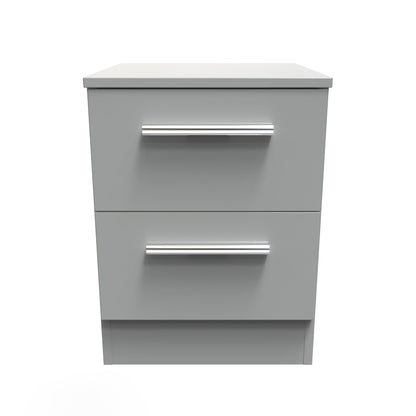 Contrast Bedside Table Grey 2 Drawers 51cm