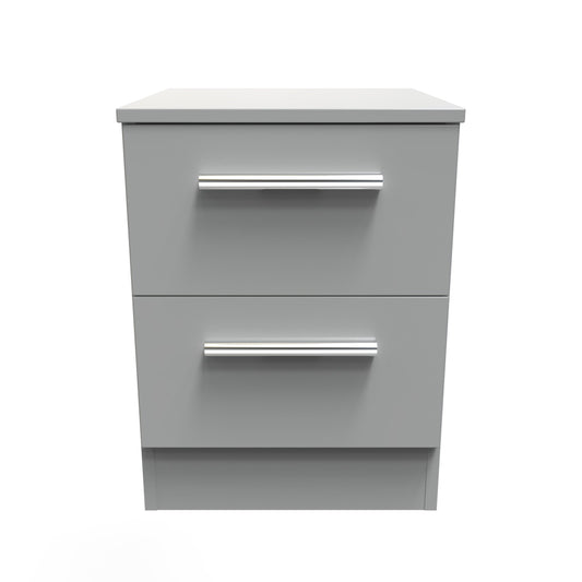 Contrast Bedside Table Grey 2 Drawers 51cm
