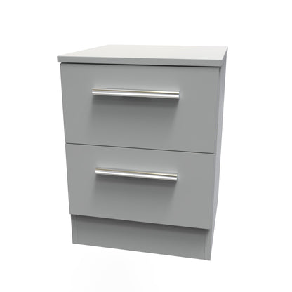 Contrast Bedside Table Grey 2 Drawers 51cm