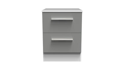 Contrast Bedside Table Grey & White 2 Drawers 51cm
