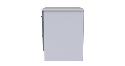 Contrast Bedside Table Grey & White 2 Drawers 51cm
