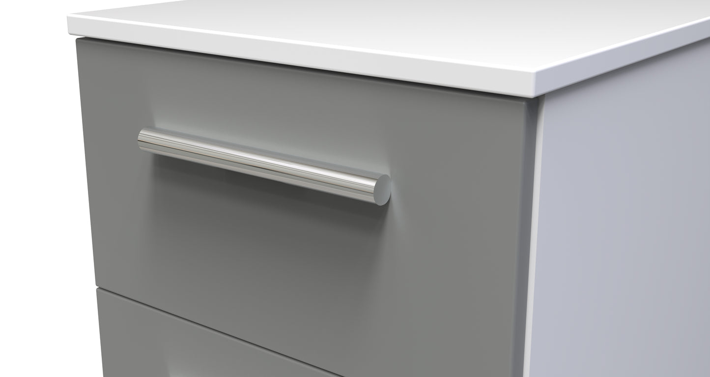 Contrast Bedside Table Grey & White 2 Drawers 51cm