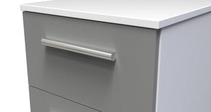 Contrast Bedside Table Grey & White 2 Drawers 51cm