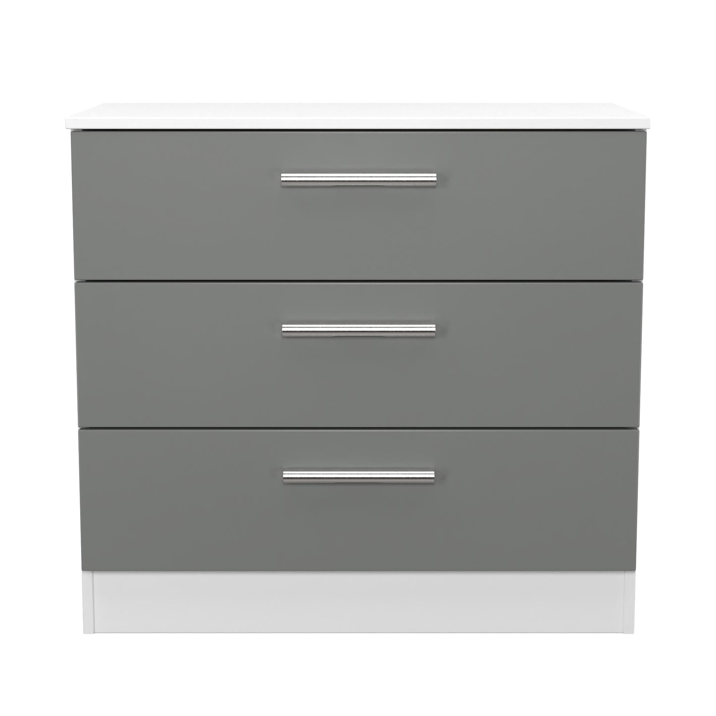 Contrast Chest of Drawers Grey & White 3 Drawers 74cm