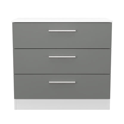 Contrast Chest of Drawers Grey & White 3 Drawers 74cm