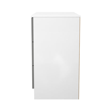 Contrast Chest of Drawers Grey & White 3 Drawers 74cm