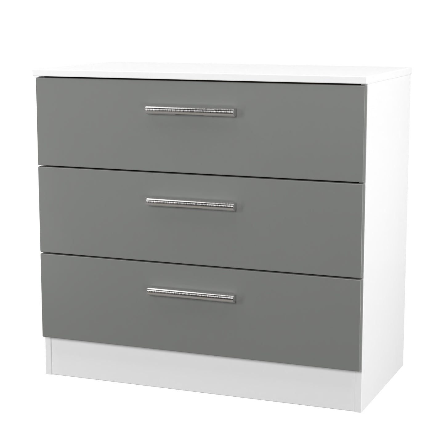 Contrast Chest of Drawers Grey & White 3 Drawers 74cm