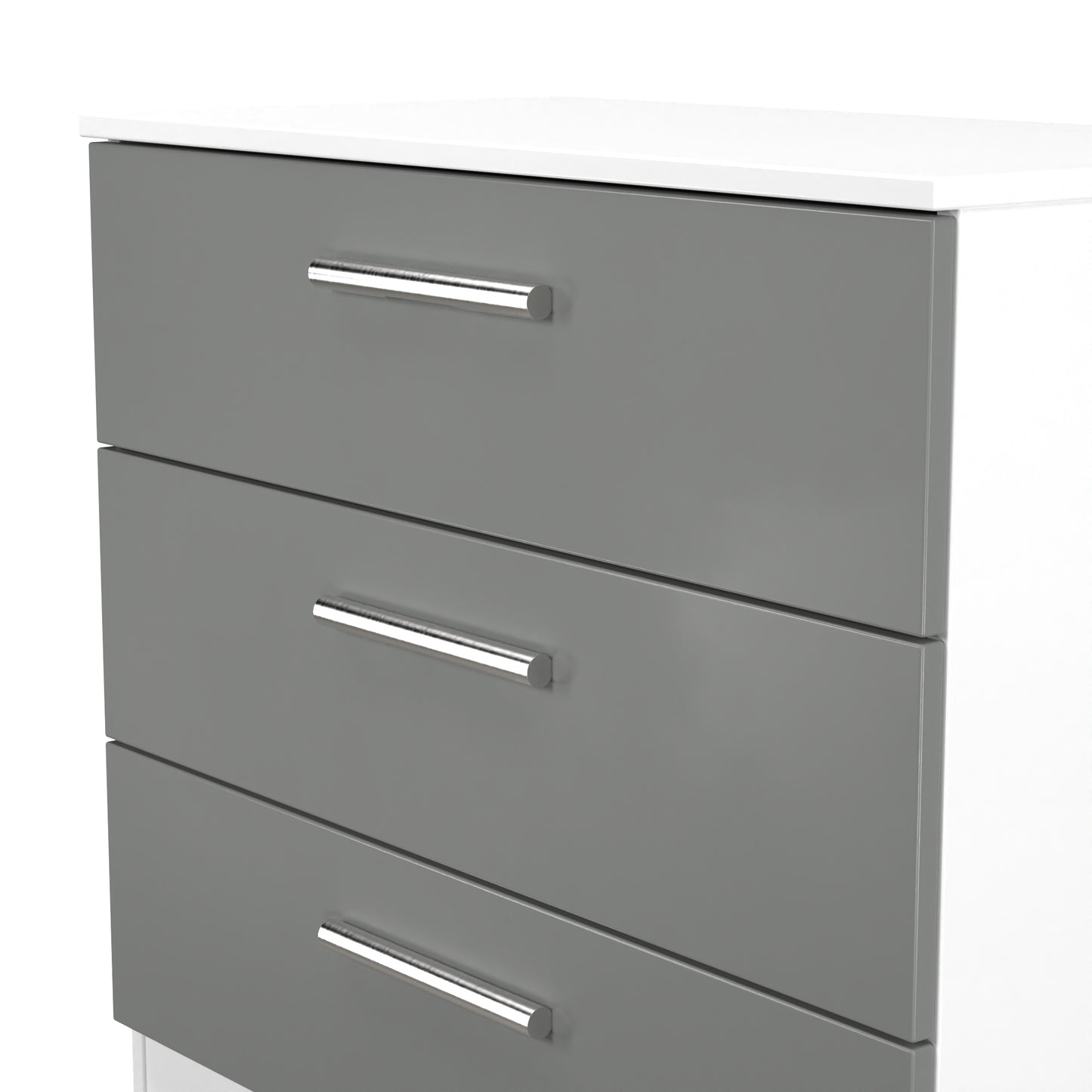 Contrast Chest of Drawers Grey & White 3 Drawers 74cm