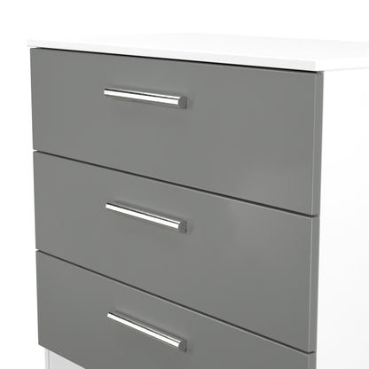Contrast Chest of Drawers Grey & White 3 Drawers 74cm