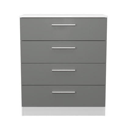 Contrast Chest of Drawers Grey & White 4 Drawers 89cm