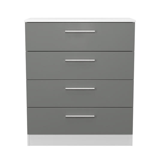 Contrast Chest of Drawers Grey & White 4 Drawers 89cm