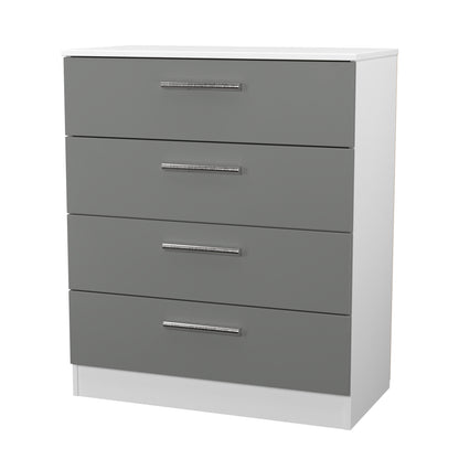 Contrast Chest of Drawers Grey & White 4 Drawers 89cm
