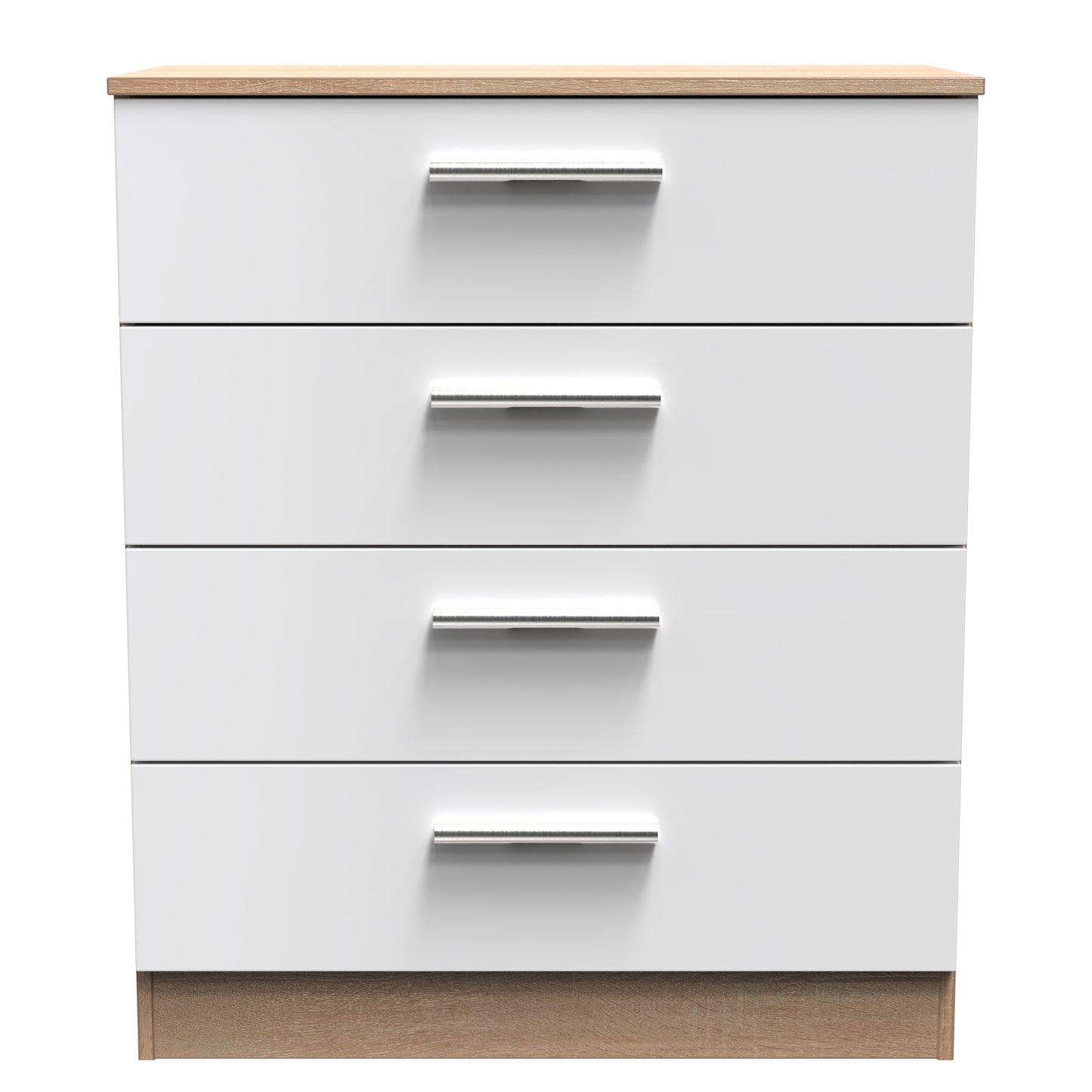 Contrast Chest of Drawers White & Oak 4 Drawers 89cm