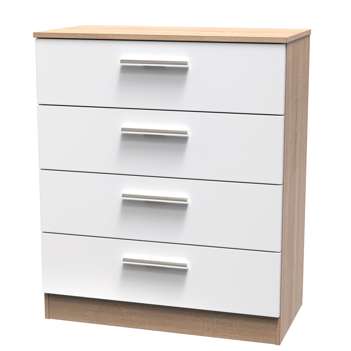 Contrast Chest of Drawers White & Oak 4 Drawers 89cm