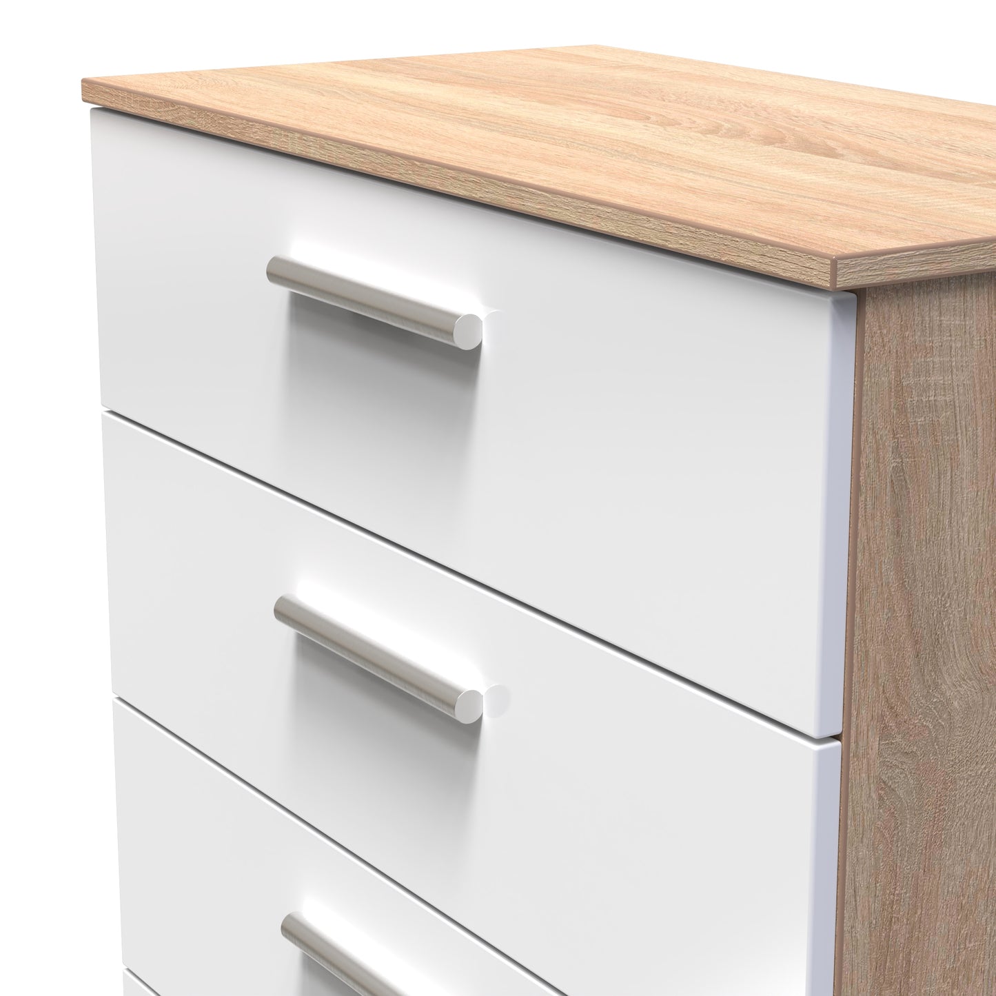 Contrast Chest of Drawers White & Oak 4 Drawers 89cm