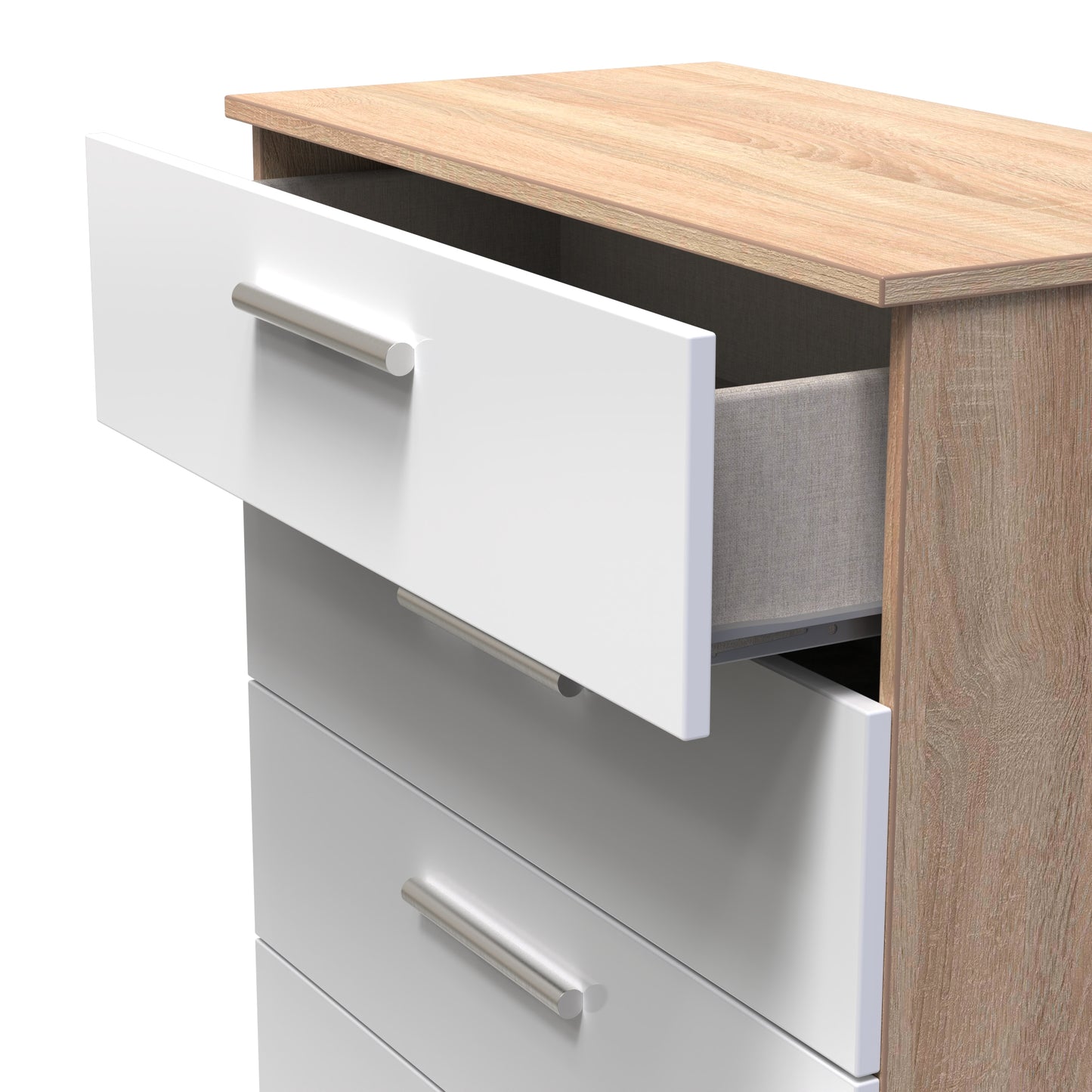 Contrast Chest of Drawers White & Oak 4 Drawers 89cm