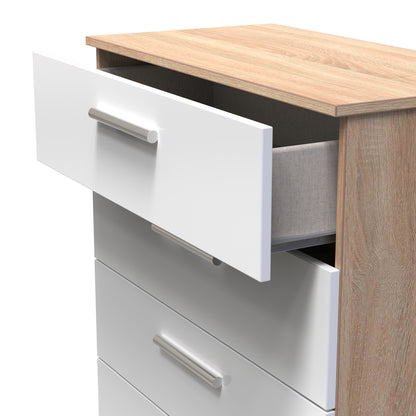 Contrast Chest of Drawers White & Oak 4 Drawers 89cm