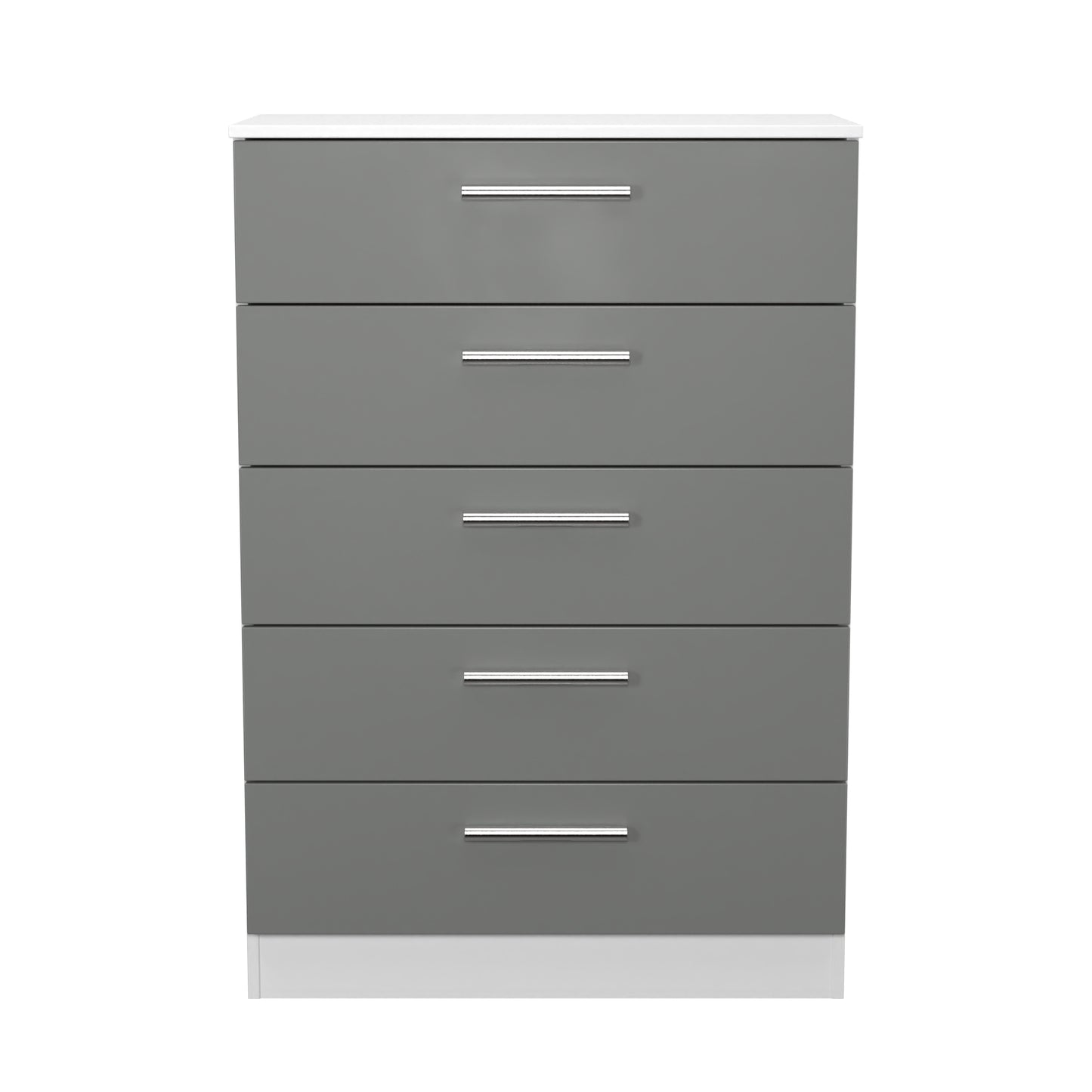Contrast Tall Chest of Drawers Grey & White 5 Drawers 108cm
