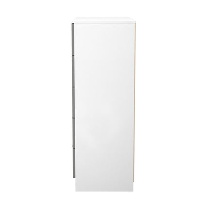 Contrast Tall Chest of Drawers Grey & White 5 Drawers 108cm