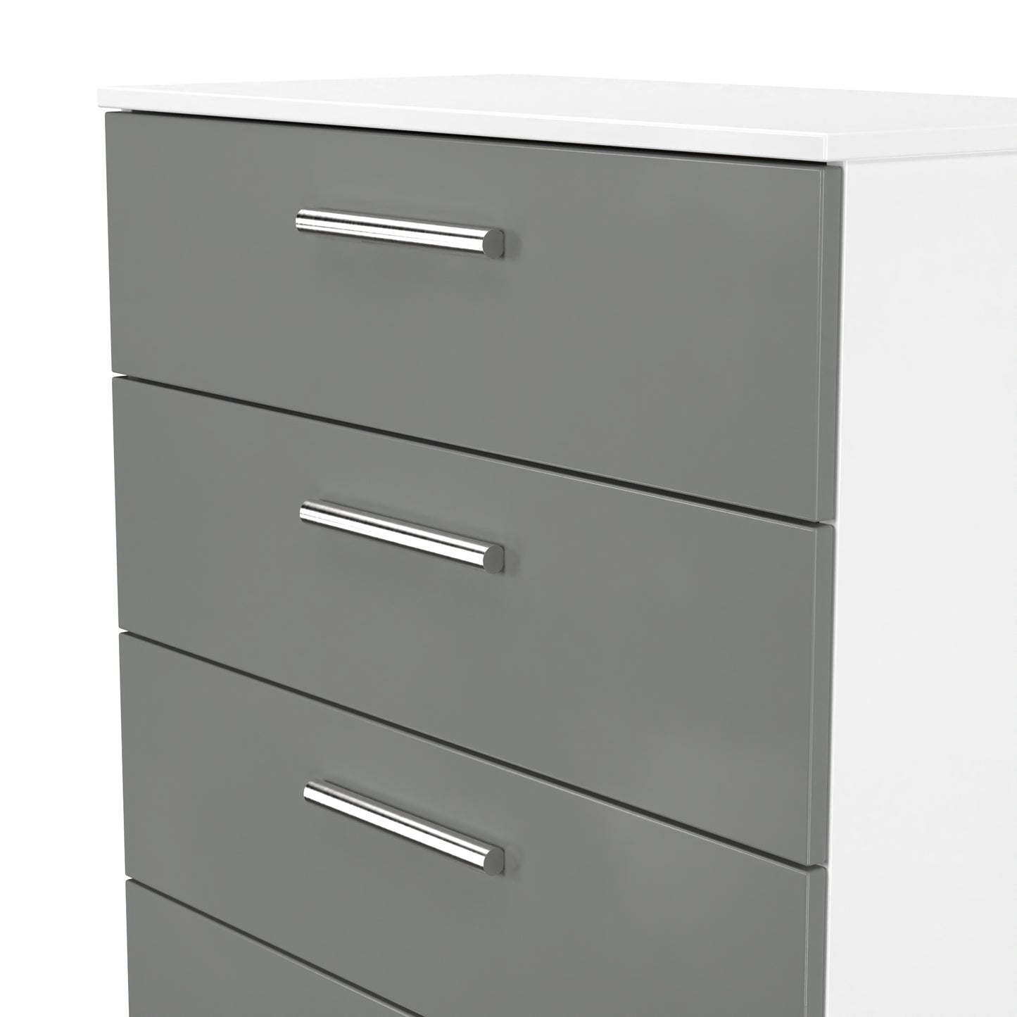 Contrast Tall Chest of Drawers Grey & White 5 Drawers 108cm