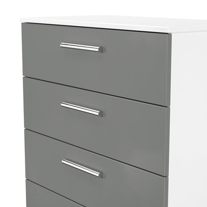Contrast Tall Chest of Drawers Grey & White 5 Drawers 108cm