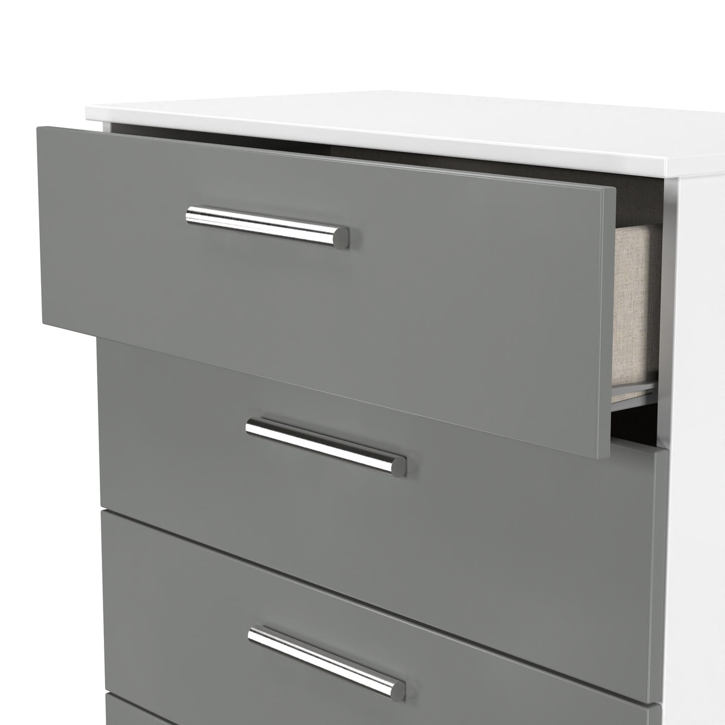Contrast Tall Chest of Drawers Grey & White 5 Drawers 108cm