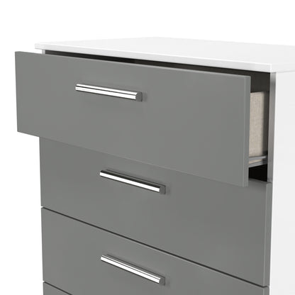 Contrast Tall Chest of Drawers Grey & White 5 Drawers 108cm