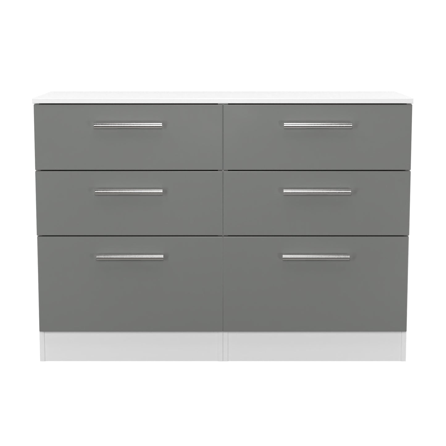 Contrast Large Chest of Drawers Grey & White 6 Drawers 110cm