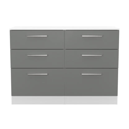 Contrast Large Chest of Drawers Grey & White 6 Drawers 110cm