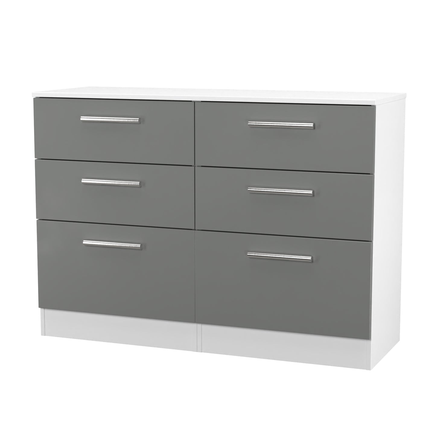 Contrast Large Chest of Drawers Grey & White 6 Drawers 110cm