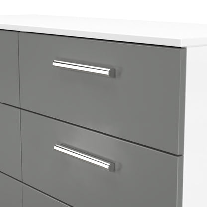 Contrast Large Chest of Drawers Grey & White 6 Drawers 110cm