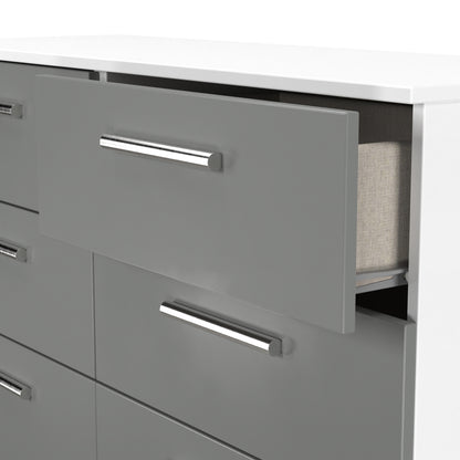 Contrast Large Chest of Drawers Grey & White 6 Drawers 110cm