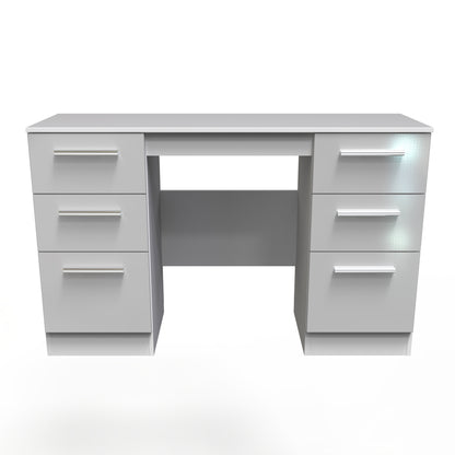Contrast Desk Grey & White 6 Drawers 125cm
