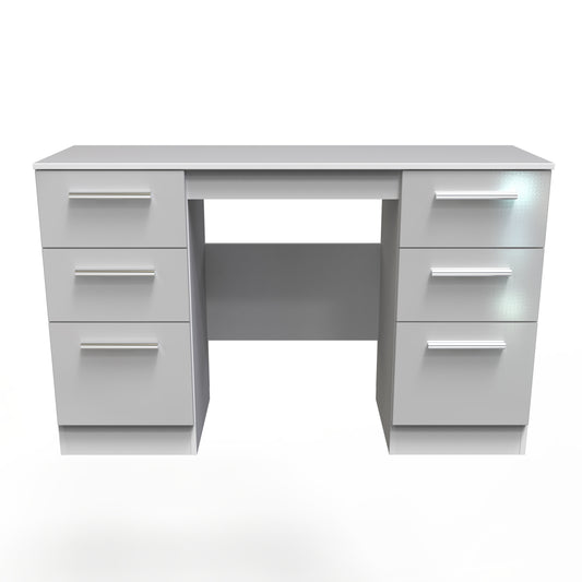 Contrast Desk Grey & White 6 Drawers 125cm