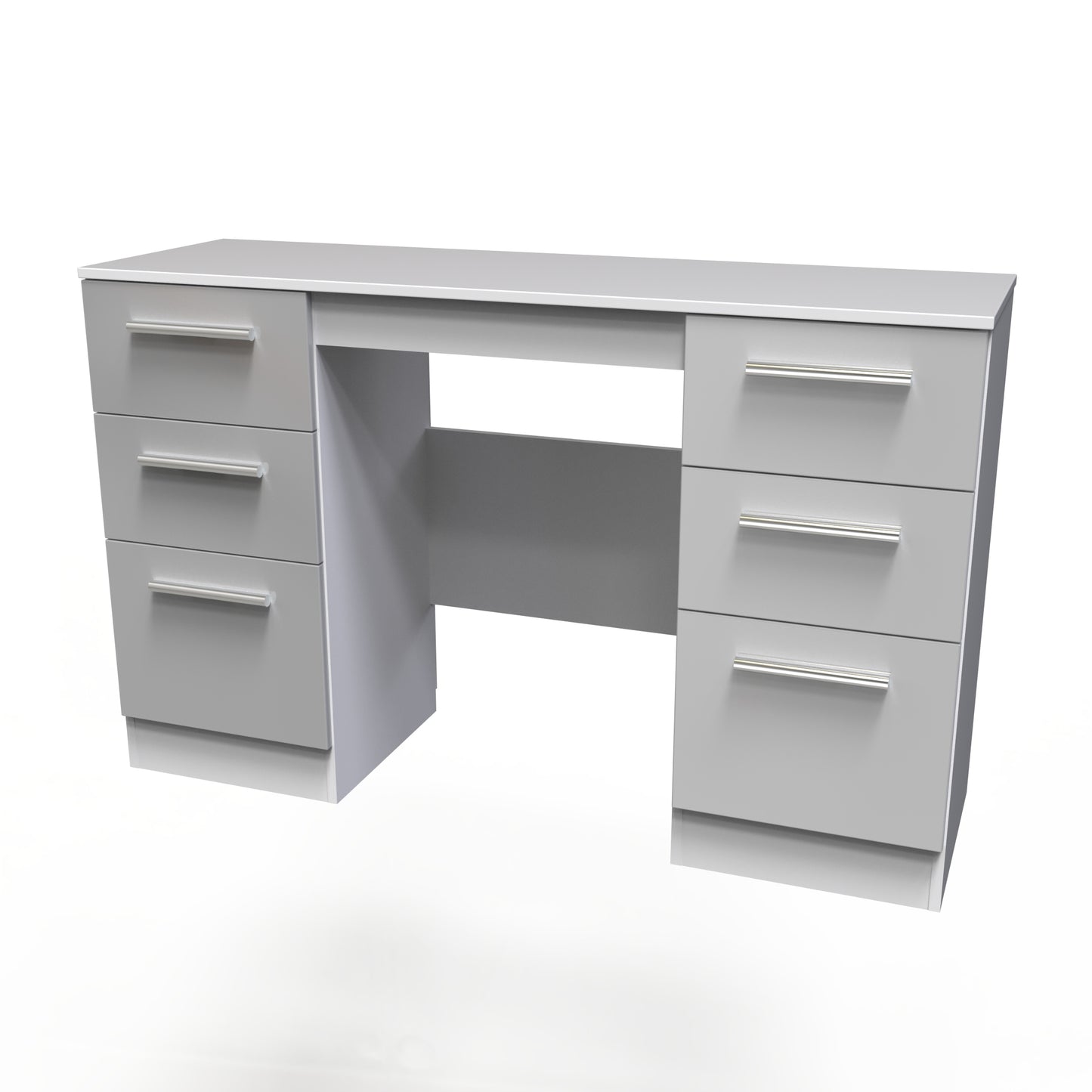 Contrast Desk Grey & White 6 Drawers 125cm