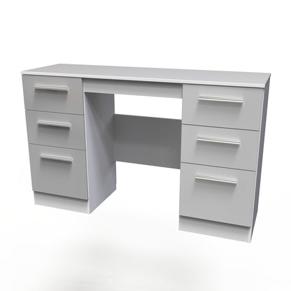 Contrast Desk Grey & White 6 Drawers 125cm
