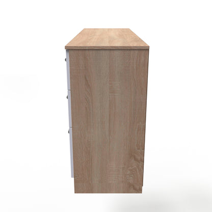 Contrast Desk White & Oak 6 Drawers 125cm