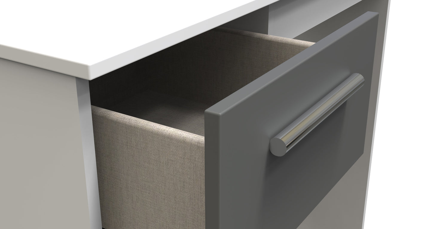 Contrast Desk Grey & White 3 Drawers 90cm